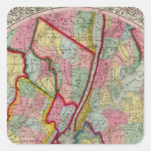 Map Around The City Of New York Square Sticker