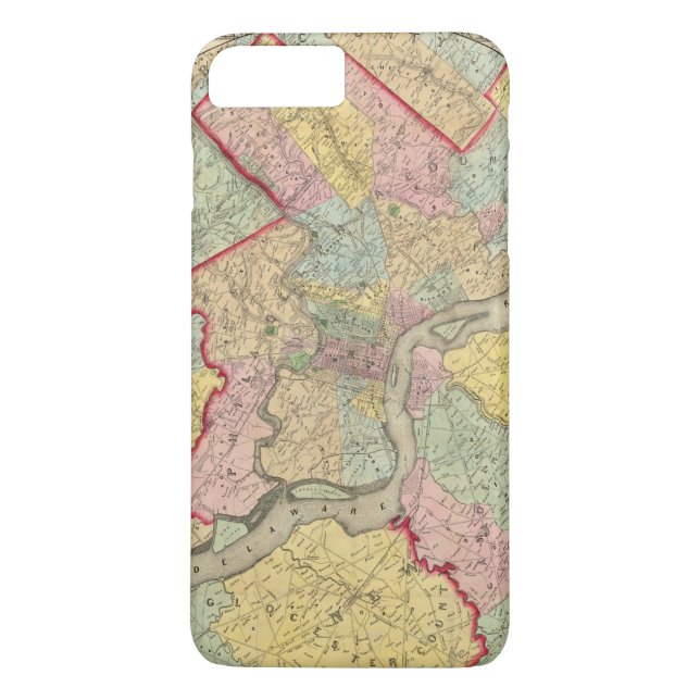 Map Around The City Of Philadelphia Case-Mate iPhone Case (Back)