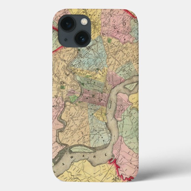 Map Around The City Of Philadelphia Case-Mate iPhone Case (Back)