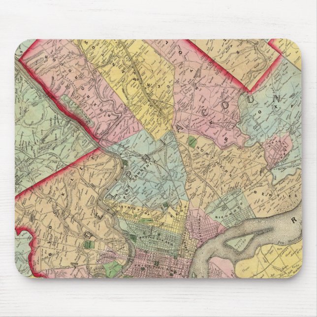 Map Around The City Of Philadelphia Mouse Pad (Front)