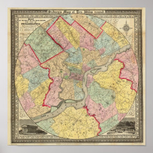 Map Around The City Of Philadelphia Poster