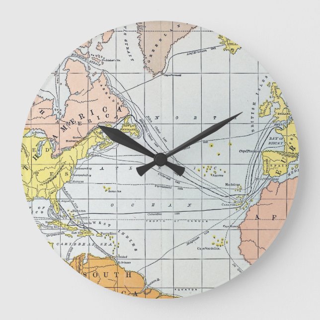 MAP: ATLANTIC VOYAGES LARGE CLOCK (Front)