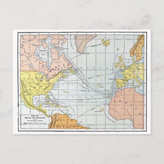 MAP: ATLANTIC VOYAGES POSTCARD (Front)