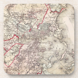 Map: Boston, 1883 Coaster