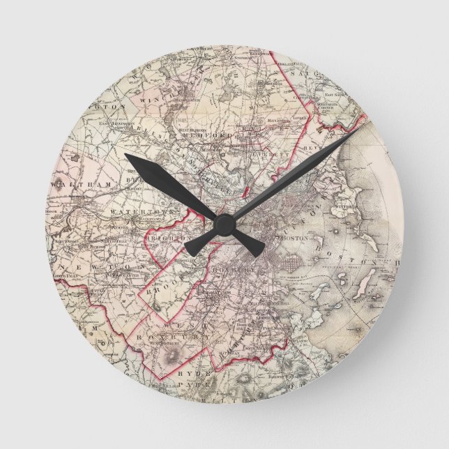 Map: Boston, 1883 Round Clock (Front)