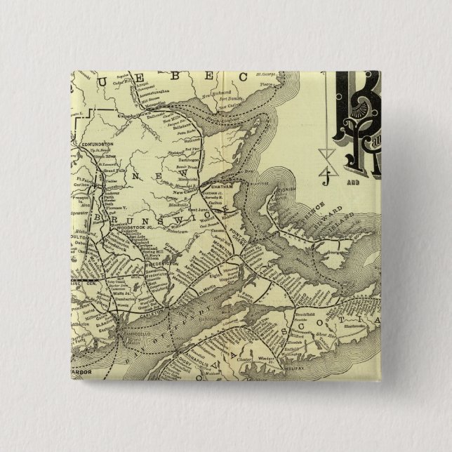 Map Boston and Maine Railroad 2 15 Cm Square Badge (Front)