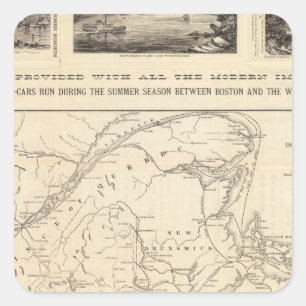 Map Boston and Maine Railroad Square Sticker