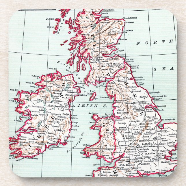 MAP: BRITISH ISLES, c1890 Coaster (Front)
