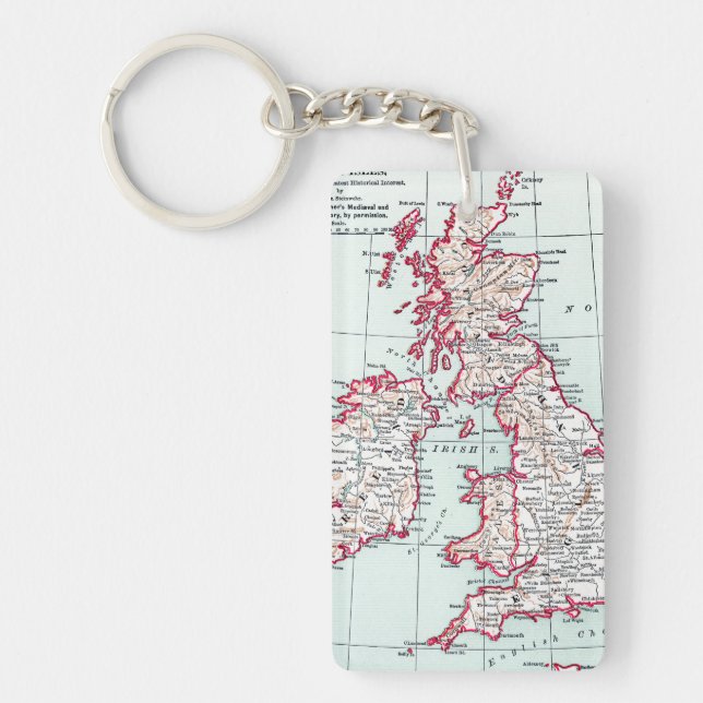 MAP: BRITISH ISLES, c1890 Key Ring (Front)