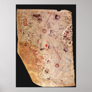 Map by Piri Reis Poster