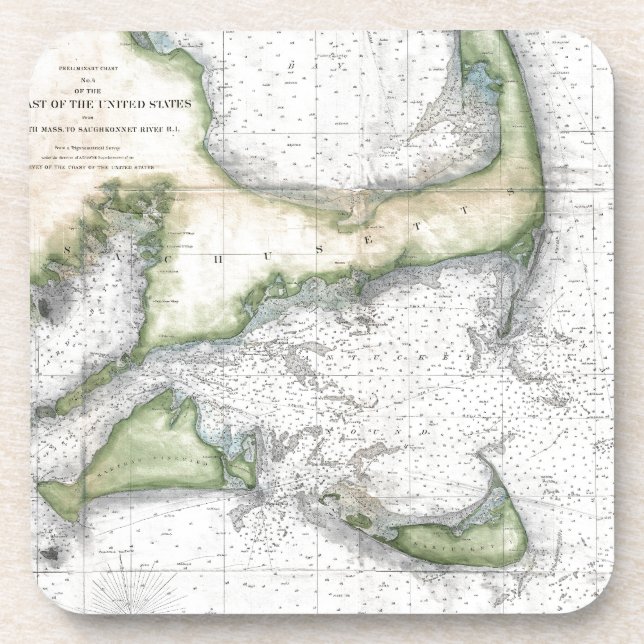 Map Cape Cod, Nantucket, Martha's Vineyard Coaster (Front)