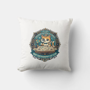 Map Cartography Cat Funny Cat Lover Design - Map C Cushion