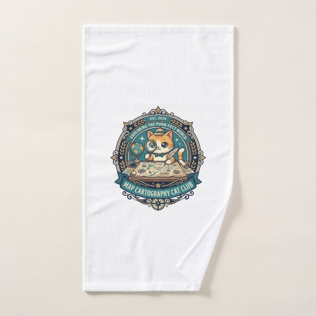 Map Cartography Cat Funny Cat Lover Design - Map C Hand Towel (Hand Towel)