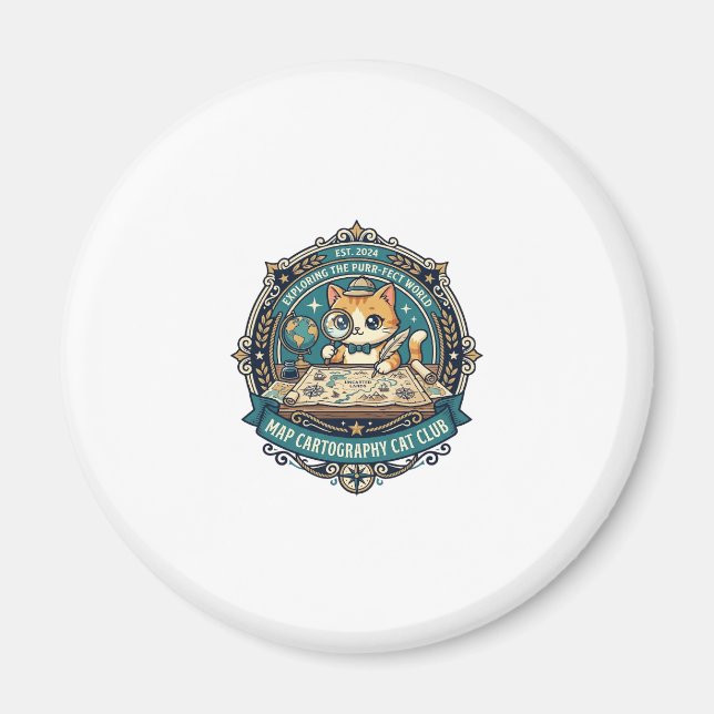 Map Cartography Cat Funny Cat Lover Design - Map C Magnet (Front)