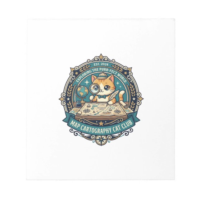 Map Cartography Cat Funny Cat Lover Design - Map C Notepad (Front)