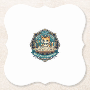 Map Cartography Cat Funny Cat Lover Design - Map C Paper Coaster