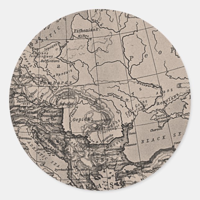 Map, Cartography, Geography, Topography, Europe Classic Round Sticker (Front)