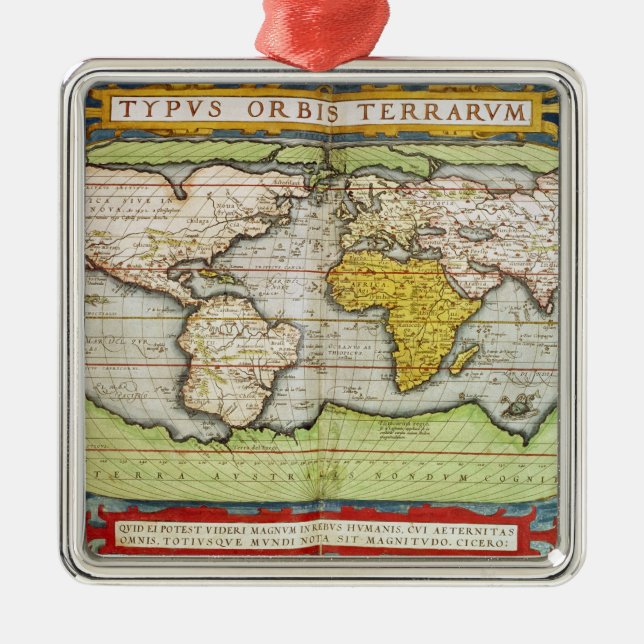 Map charting Sir Francis Drake's Metal Ornament (Front)