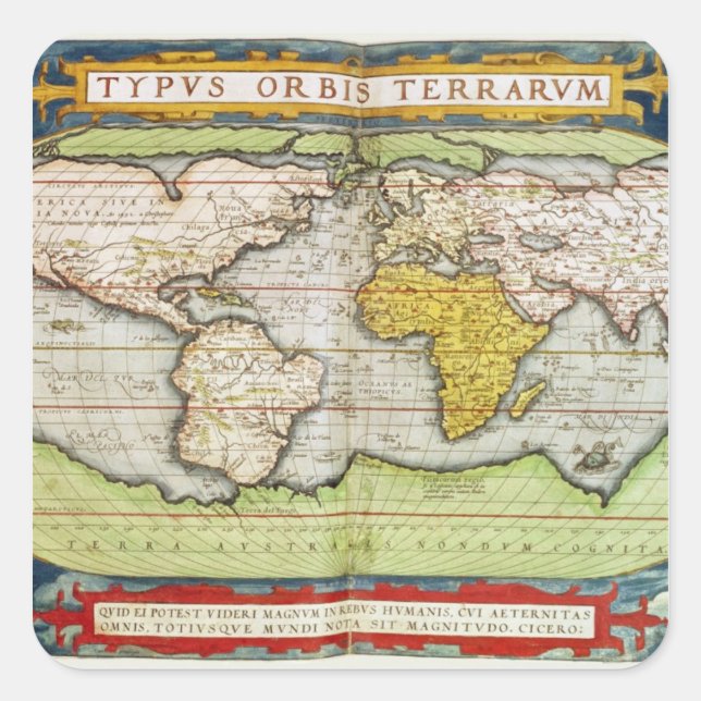 Map charting Sir Francis Drake's Square Sticker (Front)