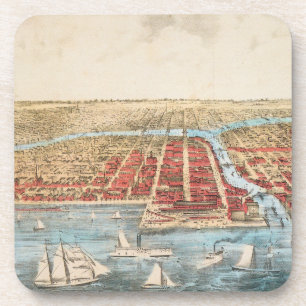 MAP: CHICAGO, c1857 Coaster