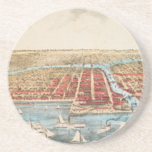 MAP: CHICAGO, c1857 Coaster