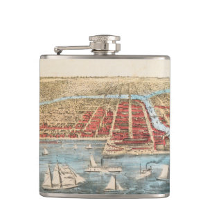 MAP: CHICAGO, c1857 Hip Flask