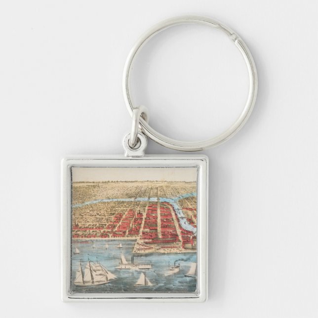 MAP: CHICAGO, c1857 Key Ring (Front)