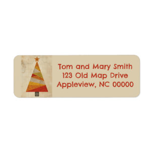 Map Christmas Tree label Return Address Label