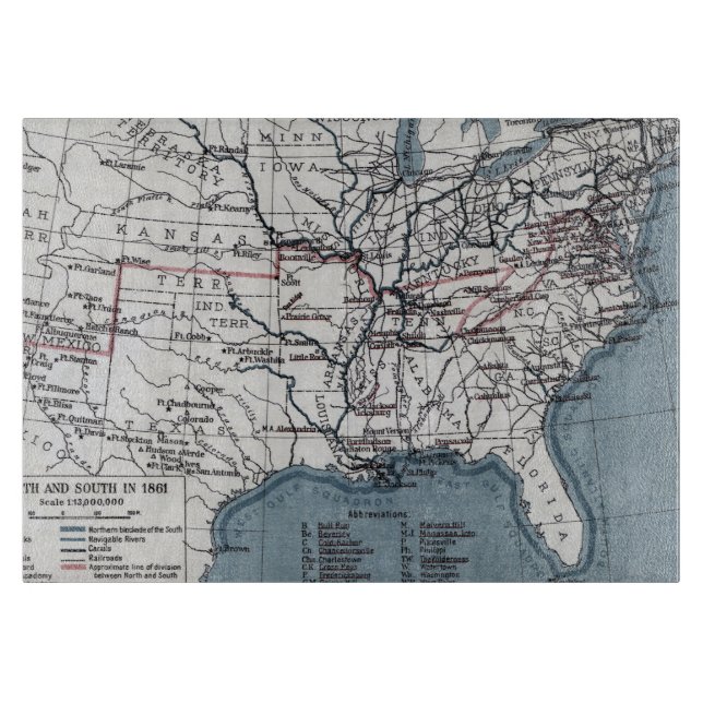 MAP: CIVIL WAR, 1861 CUTTING BOARD (Front)