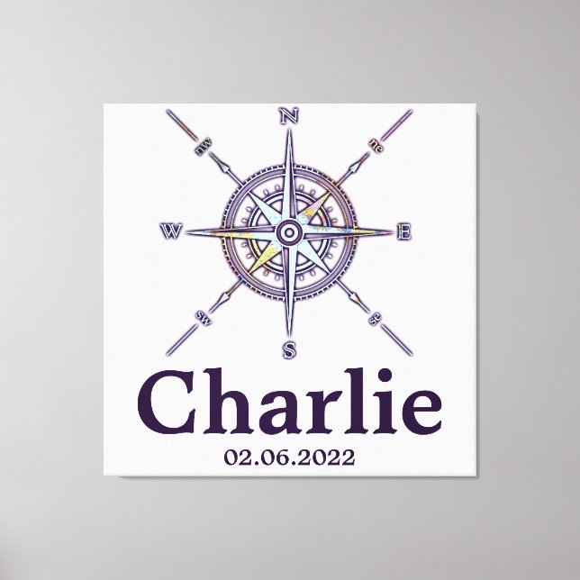 Map Compass Nursery Decor Personalised  (Front)