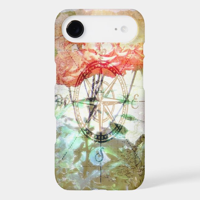 Map, Compass, Roses iPhone 4 Case (Back)