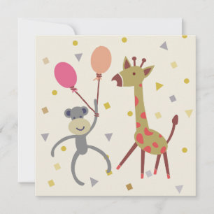 map congratulations monkey on balloon and giraffe card