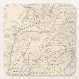 Map, Corrientes Prov, Terr Mission Square Paper Coaster