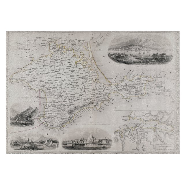 MAP: CRIMEA, c1855 Cutting Board (Front)