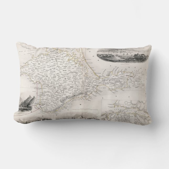 MAP: CRIMEA, c1855 Lumbar Cushion (Front)