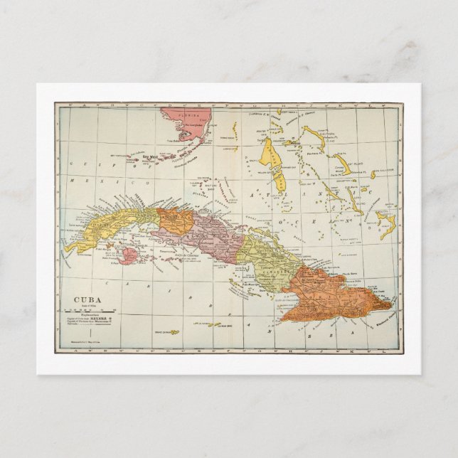 MAP: CUBA, 1900 POSTCARD (Front)