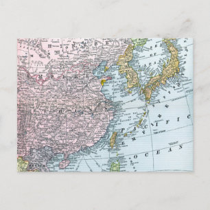 MAP: EAST ASIA, 1907 POSTCARD