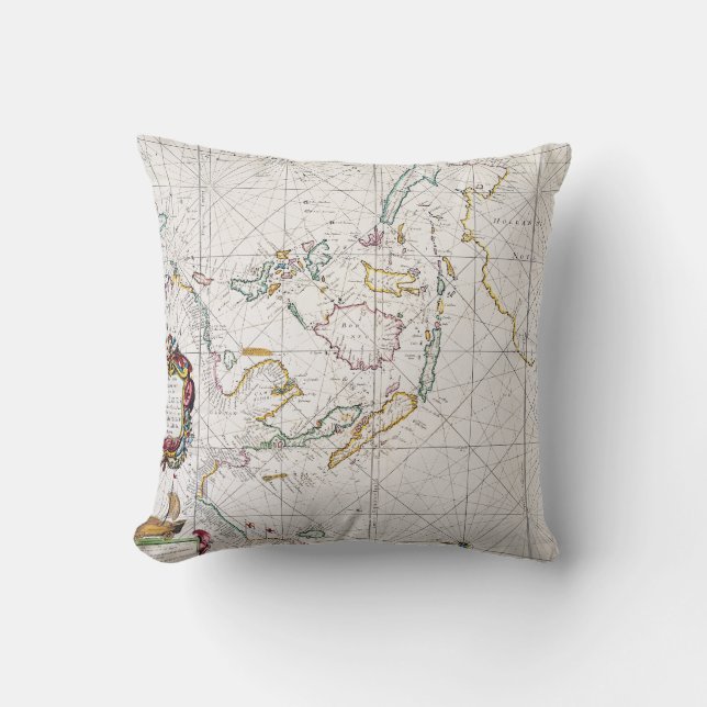 MAP: EAST INDIES, 1670 CUSHION (Front)