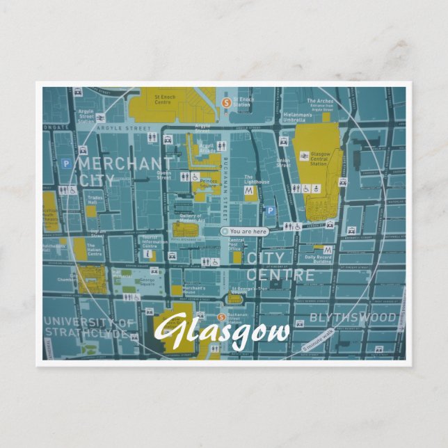 map glasgow city postcard (Front)