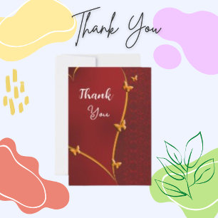 Map Heart Red Gold Thank You Card