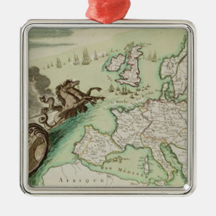 Map illustrating the Naval Attack on England Metal Ornament