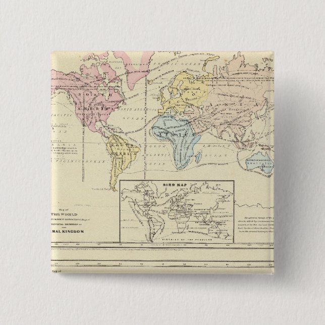 Map in colour of The World 15 Cm Square Badge (Front)