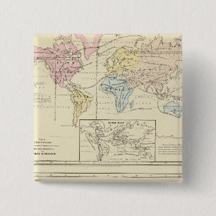 Map in colour of The World 15 Cm Square Badge