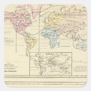 Map in colour of The World Square Sticker