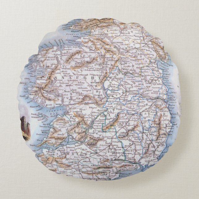 Map: Ireland, 1851 Round Cushion (Front)