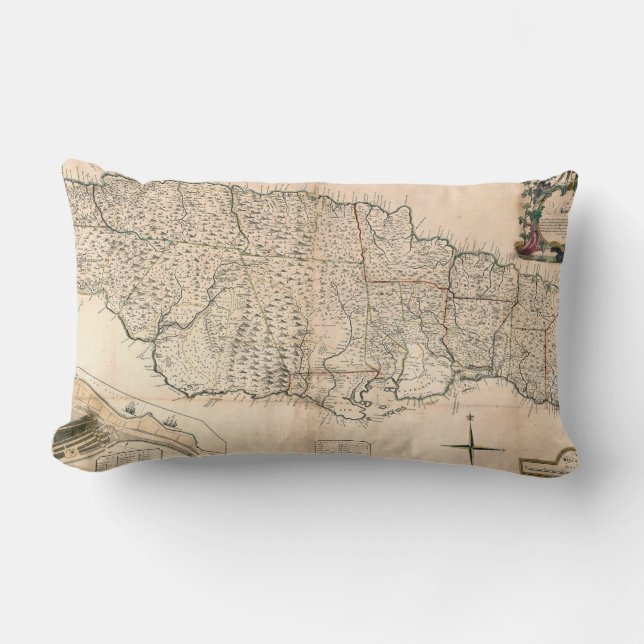 MAP: JAMAICA, 1755 2 LUMBAR CUSHION (Front)