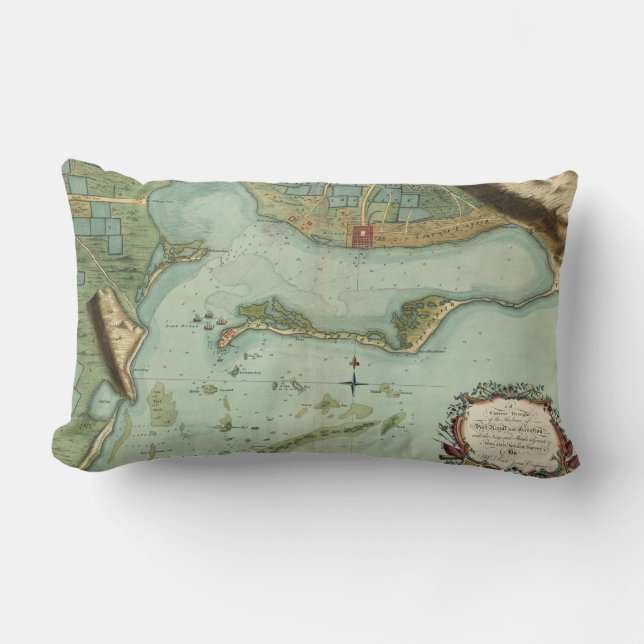 MAP: JAMAICA, 1756 LUMBAR CUSHION (Front)
