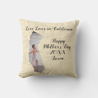 Map Love Lives In California State Shaped Photo Cushion