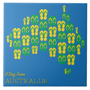 Map made of Aussie thongs Ceramic Tile