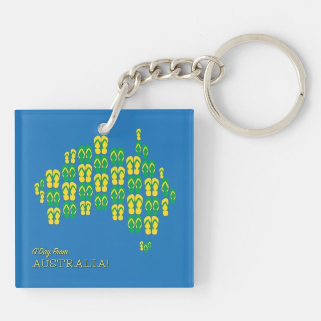 Map made of Aussie thongs Key Ring (Back)